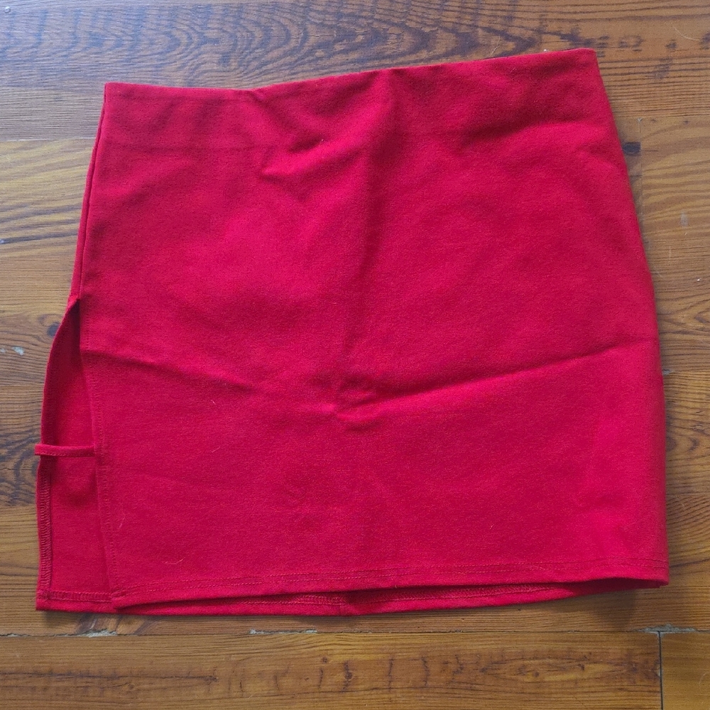Superdown Red Slit Mini Skirt